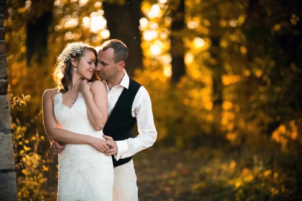 photo de mariage en automne