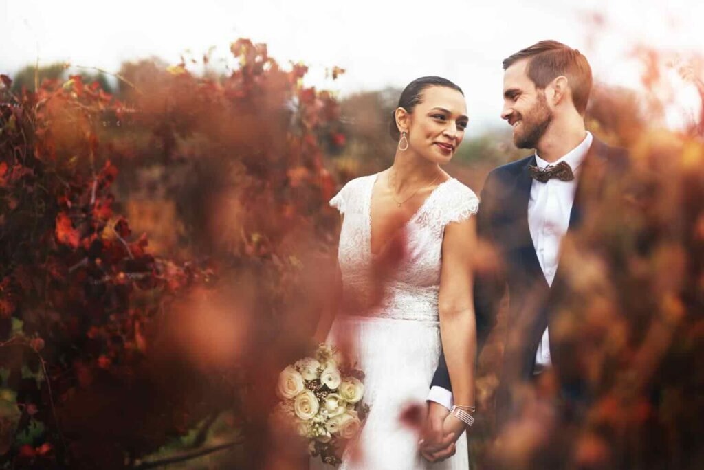 photo de mariage en automne