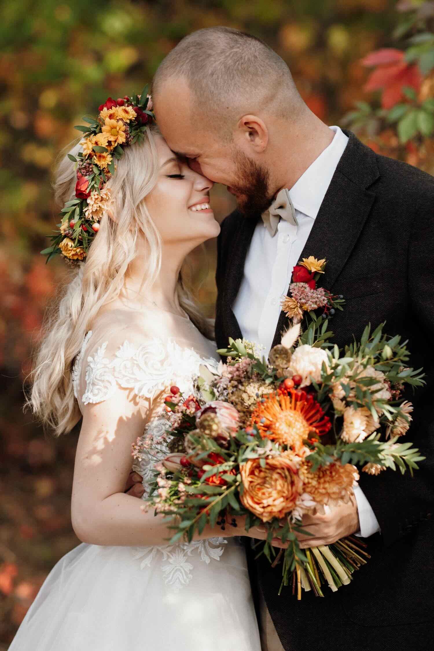 photo de mariage en automne