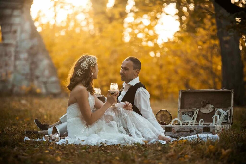 photo de mariage en automne