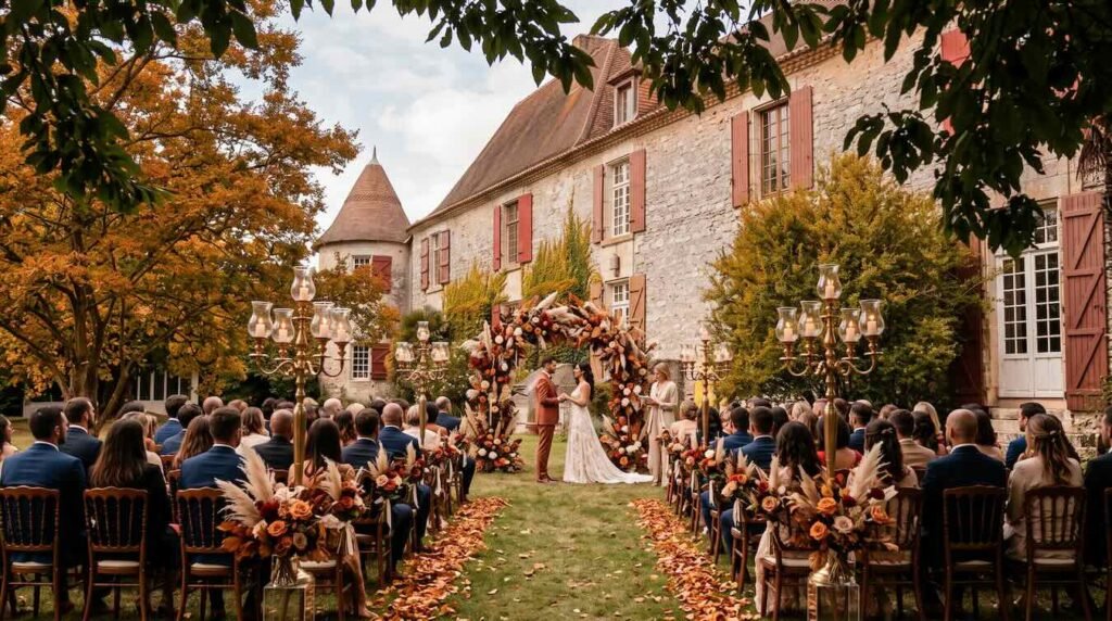 Mariage en automne au Château de Théon, cérémonie laïque