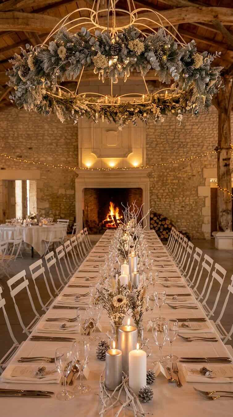 mariage dans la grande salle en hiver en charente mairitime